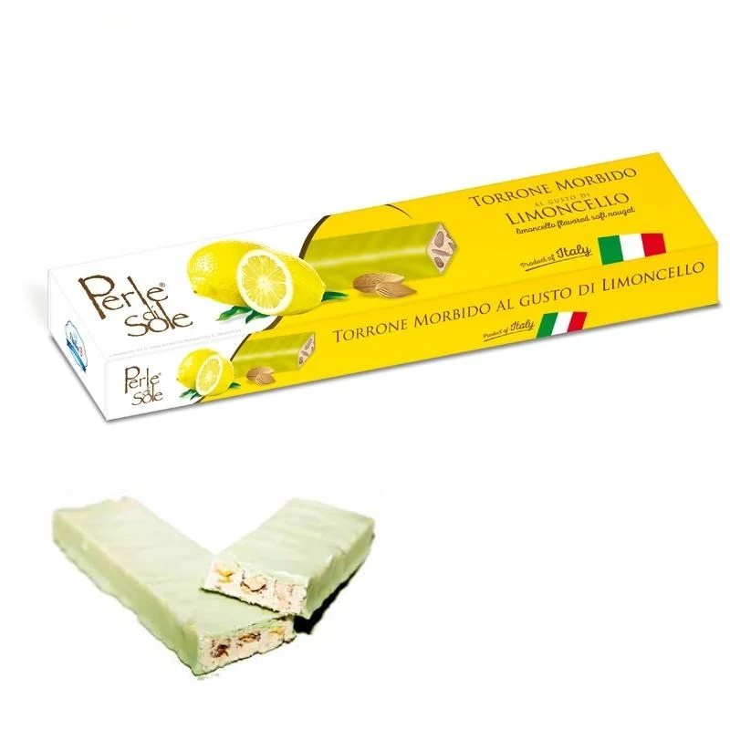 Perle Di Sole Limoncello Flavored Soft Nougat Covered with Lemon Chocolate, 5.3 oz