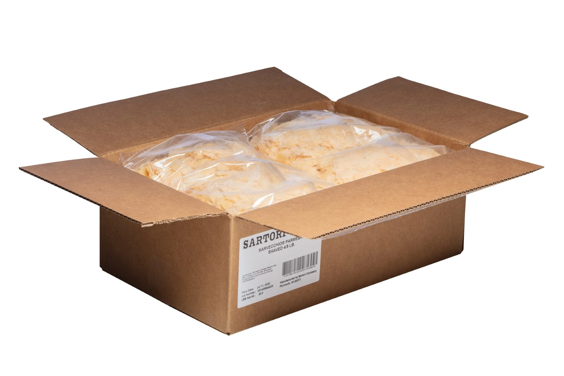 Sarvecchio Parmesan Shaved 5 Pound Each - 4 Per Case.