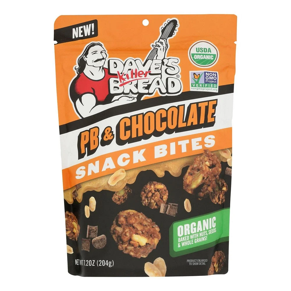 Daves Killer Bread - Crnchy Bites Organic Pb Choco - Case of 6-7.2 OZ