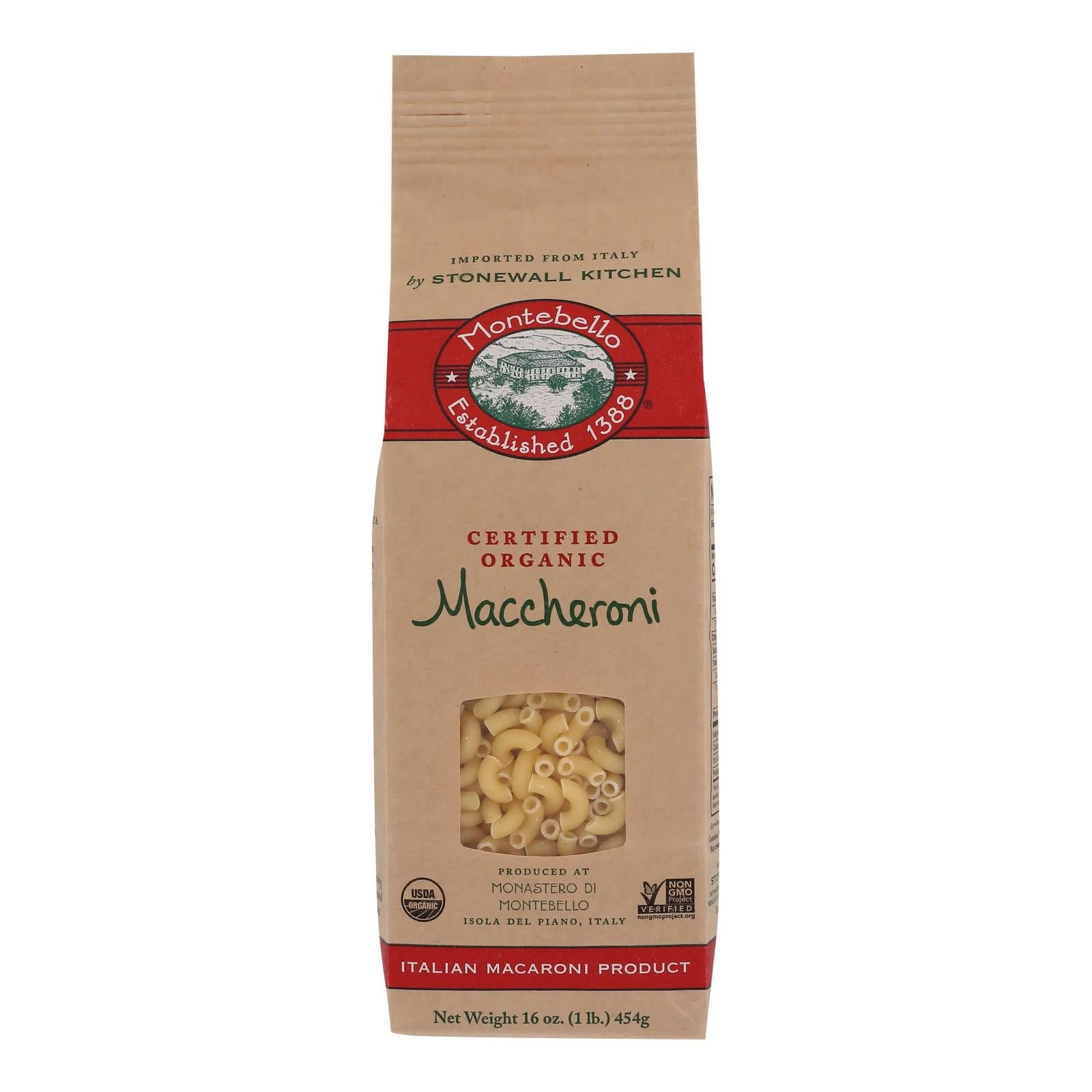 Montebello - Pasta Maccheroni - Case of 12-16 Ounce