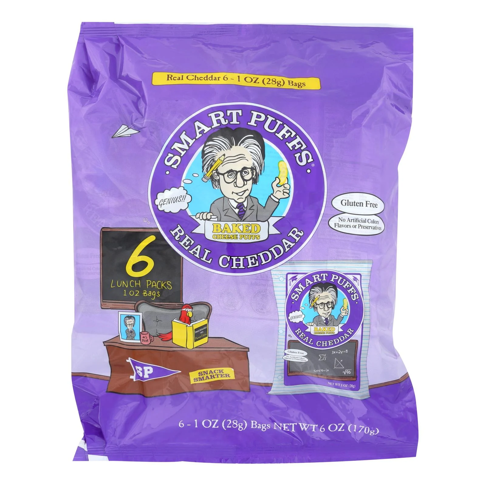 Smart Puffs Real Cheddar Baked Cheese Puffs - Case of 12 - 6/1 Ounce