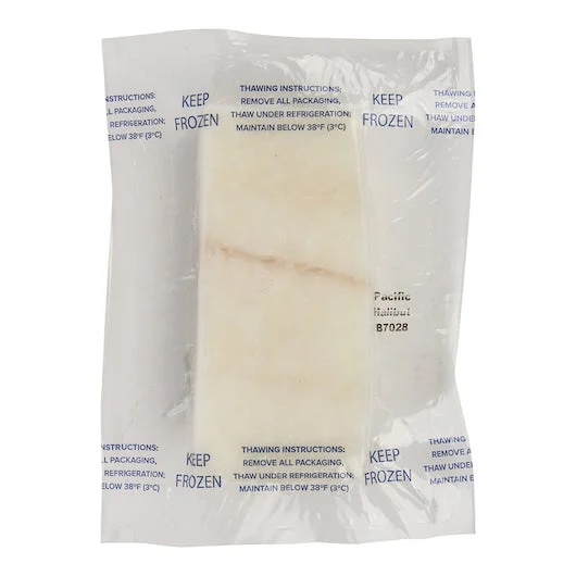 Trident Seafoods 8 Ounce Boneless Skinless Vacuum Packed Halibut Fillet 10 Pound Each - 1 Per Case.