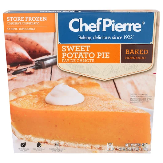 Chef Pierre 10 Inch Pre-Baked Sweet Potato Pie 2.5 Pound Each - 6 Per Case.