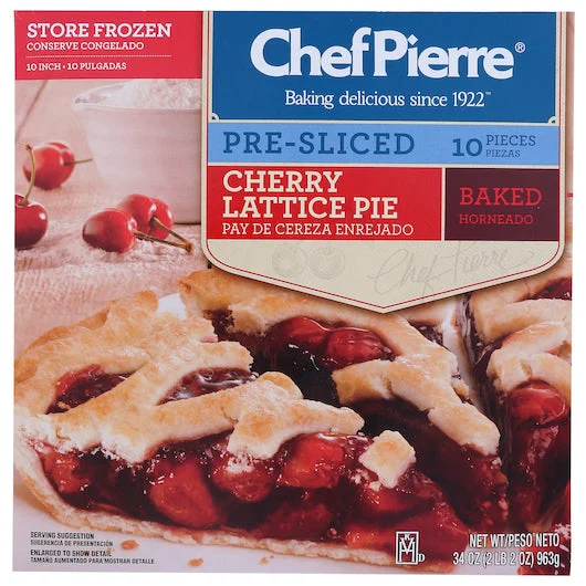 Chef Pierre Cherry Pre-Sliced & Baked 10 Slices 10 Inch Pie 2.125 Pound Each - 6 Per Case.