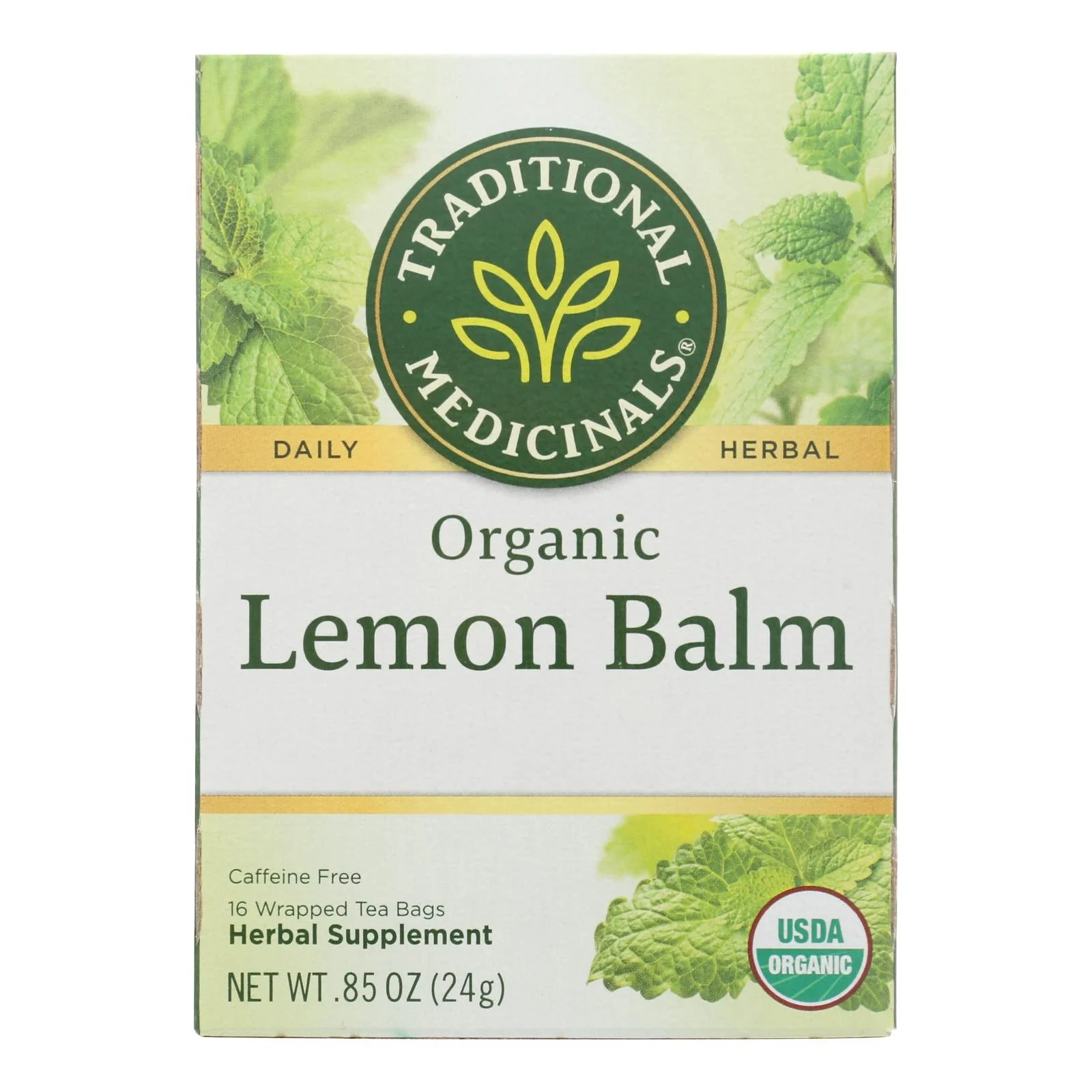 Traditional Medicinals Organic Herbal Tea - Lemon Balm Lemon Bal Organic - Case of 6 - 16 Bags