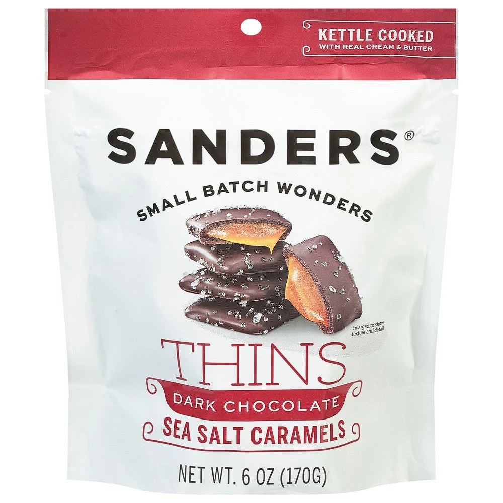 Sanders - Dark Chocolate Sslt Crml Thins - Case of 6-6 OZ