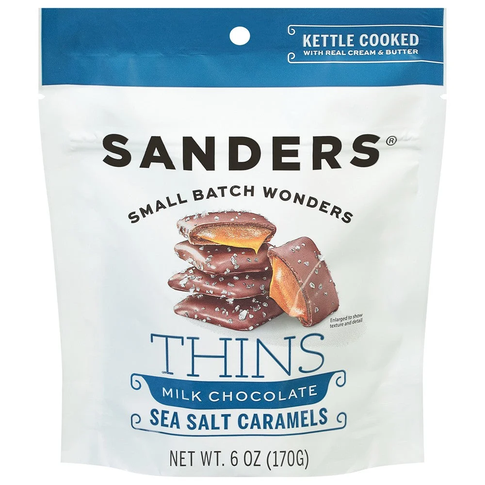 Sanders - Milk Chocolate Seasalt Crml Thin - Case of 6-6 OZ