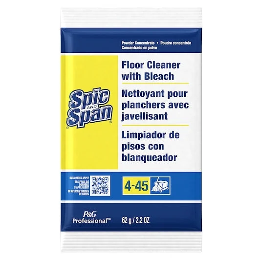 Spic And Span Professional Floor Cleaner W/Bleach Powder Packet Concentrate 4-45 45/2.2 Oz