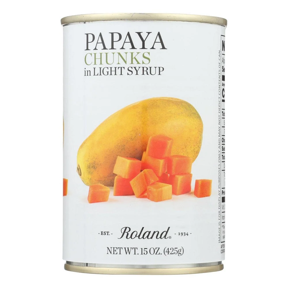 Roland Papaya Chunks - In Light Syrup - Case of 12 - 15 oz.