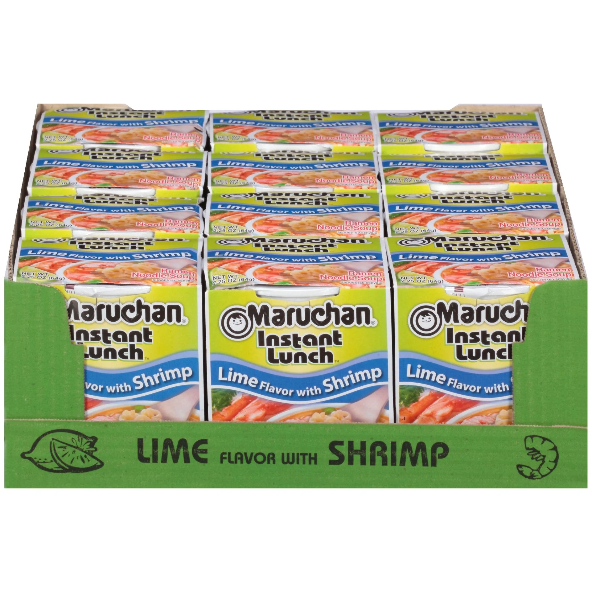 Maruchan Instant Lunch Lime Shrimp Noodles 2.25 Ounce Size - 12 Per Case