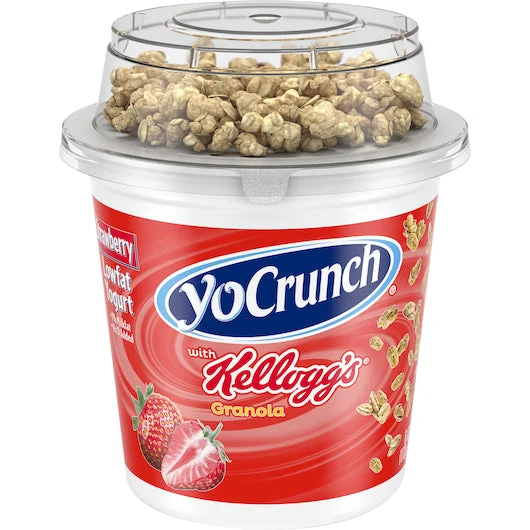 Yocrunch Granola With Low Fat Strawberry Yogurt & Toppers 6 Ounce Size - 12 Per Case.
