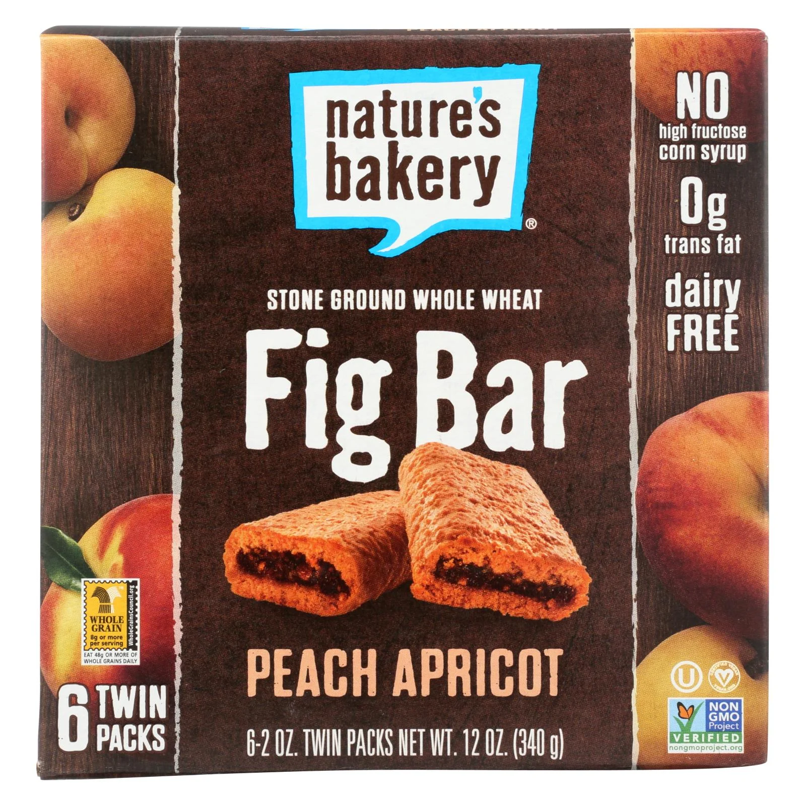 Nature's Bakery Stone Ground Whole Wheat Fig Bar - Peach Apricot - 2 Ounce - Case of 6