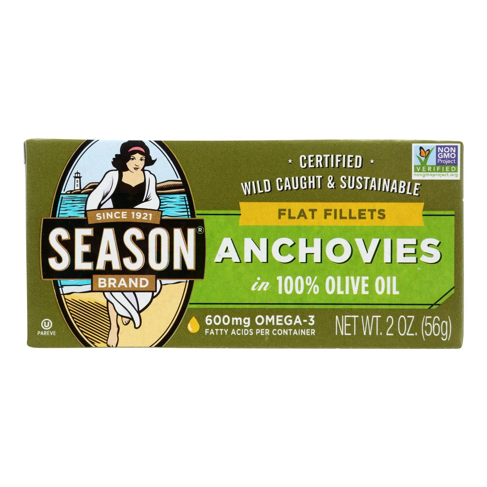 Season Flat Anchovies In Olive Oil - Case of 12 - 2 Ounce