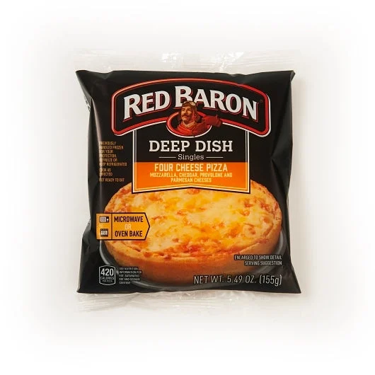 Red Baron Four Cheese Pizza 5 Inch Deep Dish Singles 5.49 Ounce Size - 12 Per Case