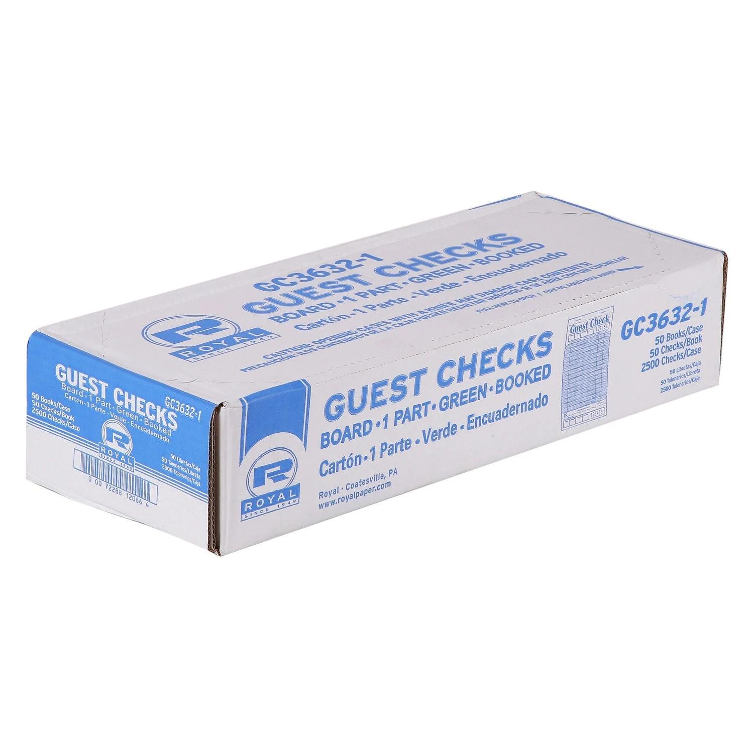 Guest Check Board 1 Part Booked Pkd 50/50 15 Lines - Green