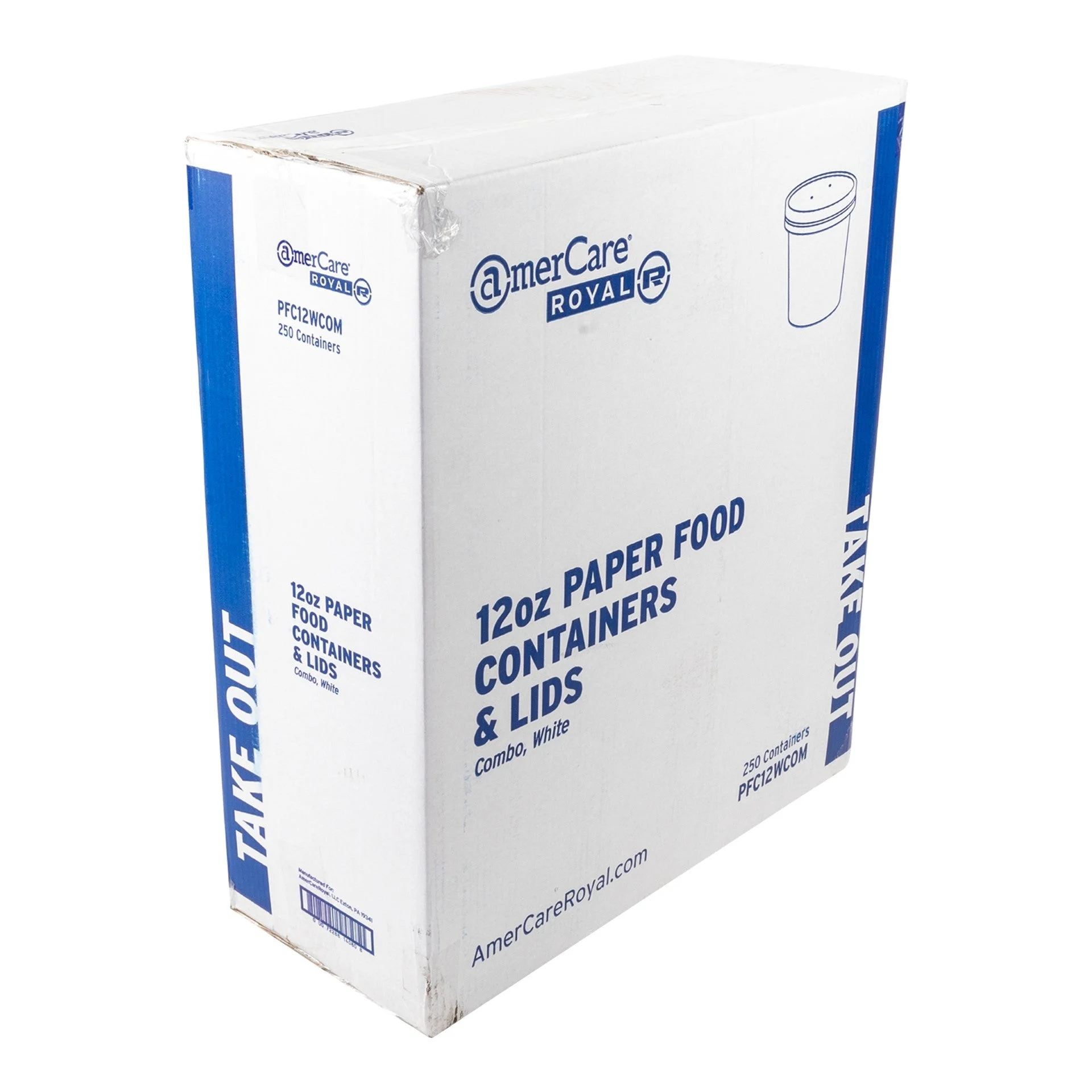 12 Oz. White Paper Food Container And Lid Combo