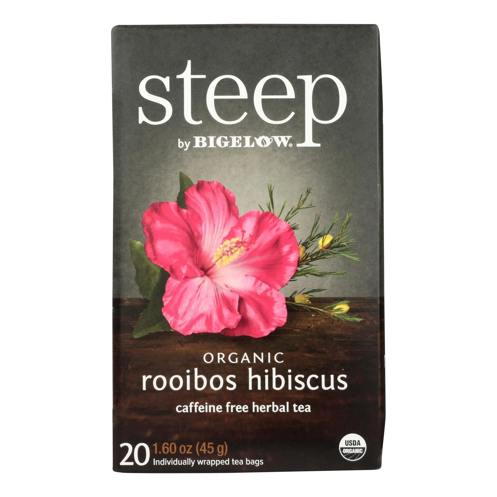 Steep By Bigelow Organic Rooibos Hibiscus Tea - Case of 6 - 20 BAGS