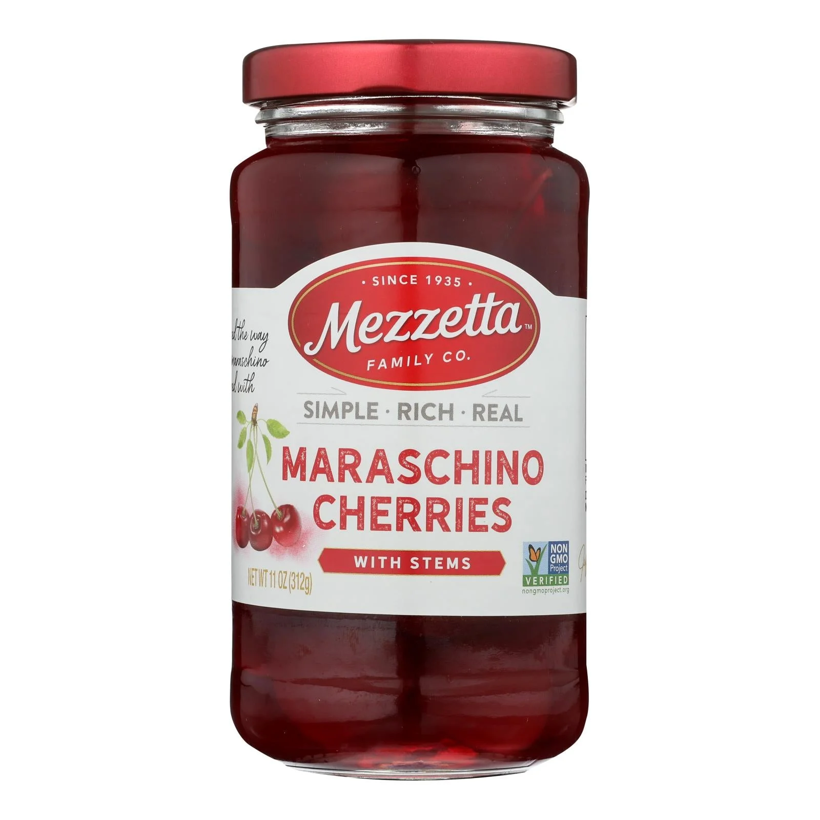 Mezzetta's Maraschino Cherries With Stems - Case of 6 - 11 Ounce
