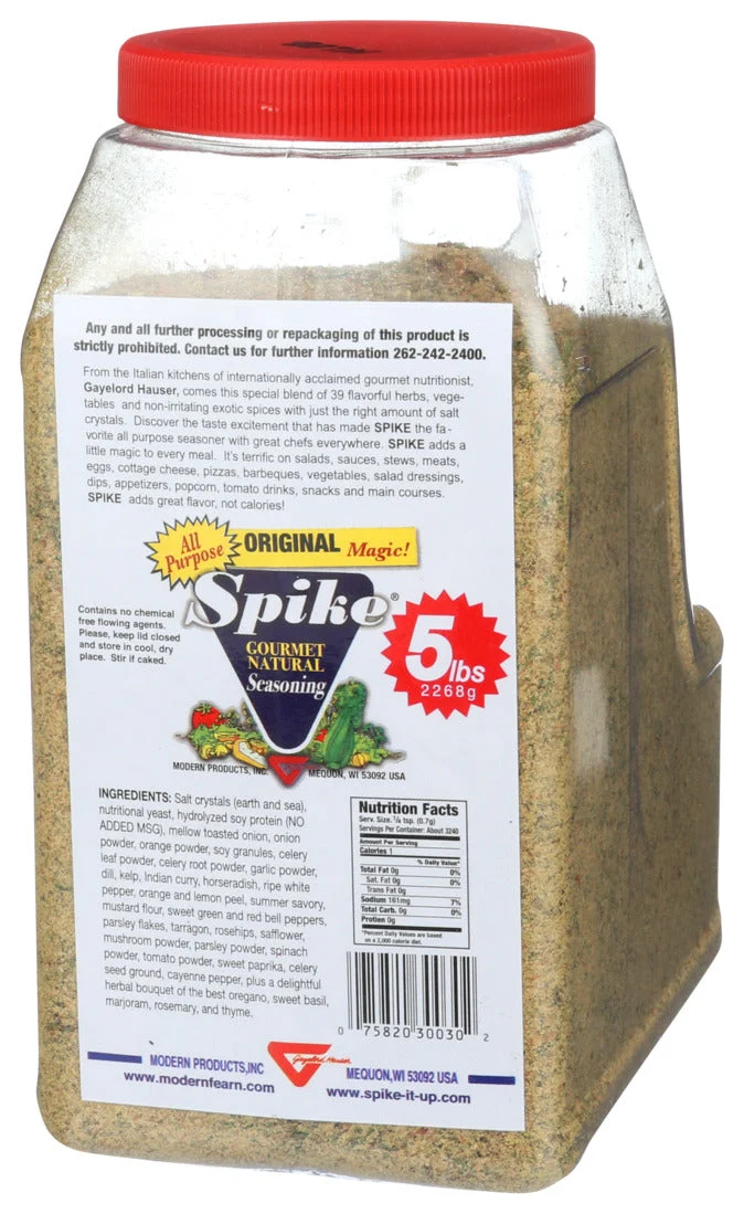Modern Products Spike Gourmet Natural Seasoning Single Bulk 5 Pound Item per Case