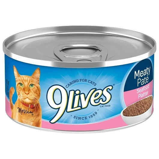 9 Lives Meaty Pate Seafood Platter Cat Food Singles 24 - 5.5 Oz
