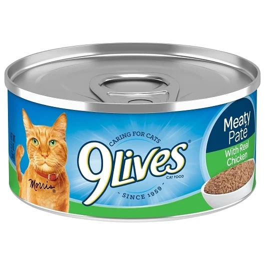 9 Lives Meaty Pate Chicken Dinner Cat Food Singles 24 - 5.5 Oz