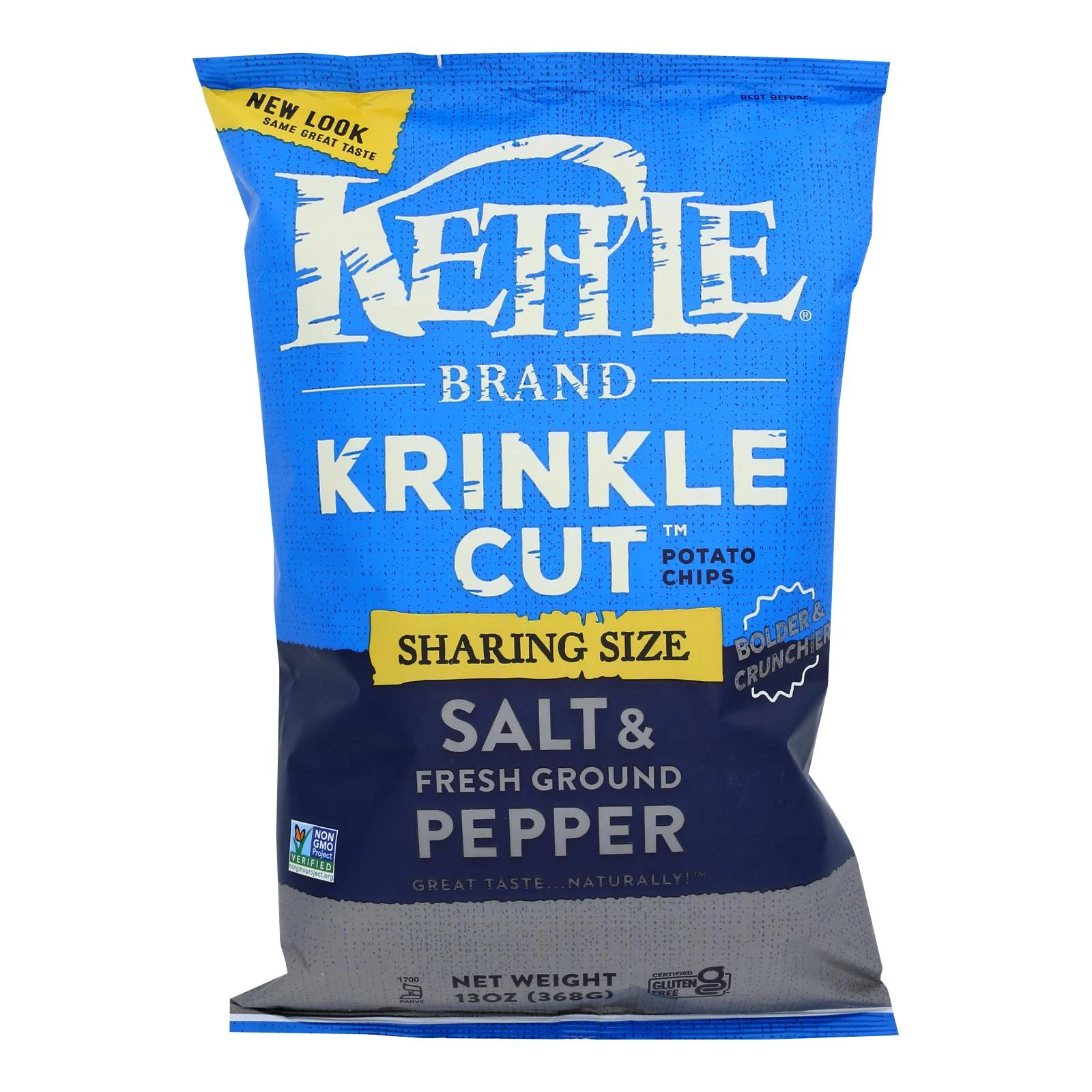 Kettle Brand Salt & Pepper Krinkle Cut Potato Chips - Case of 9 - 13 Ounce