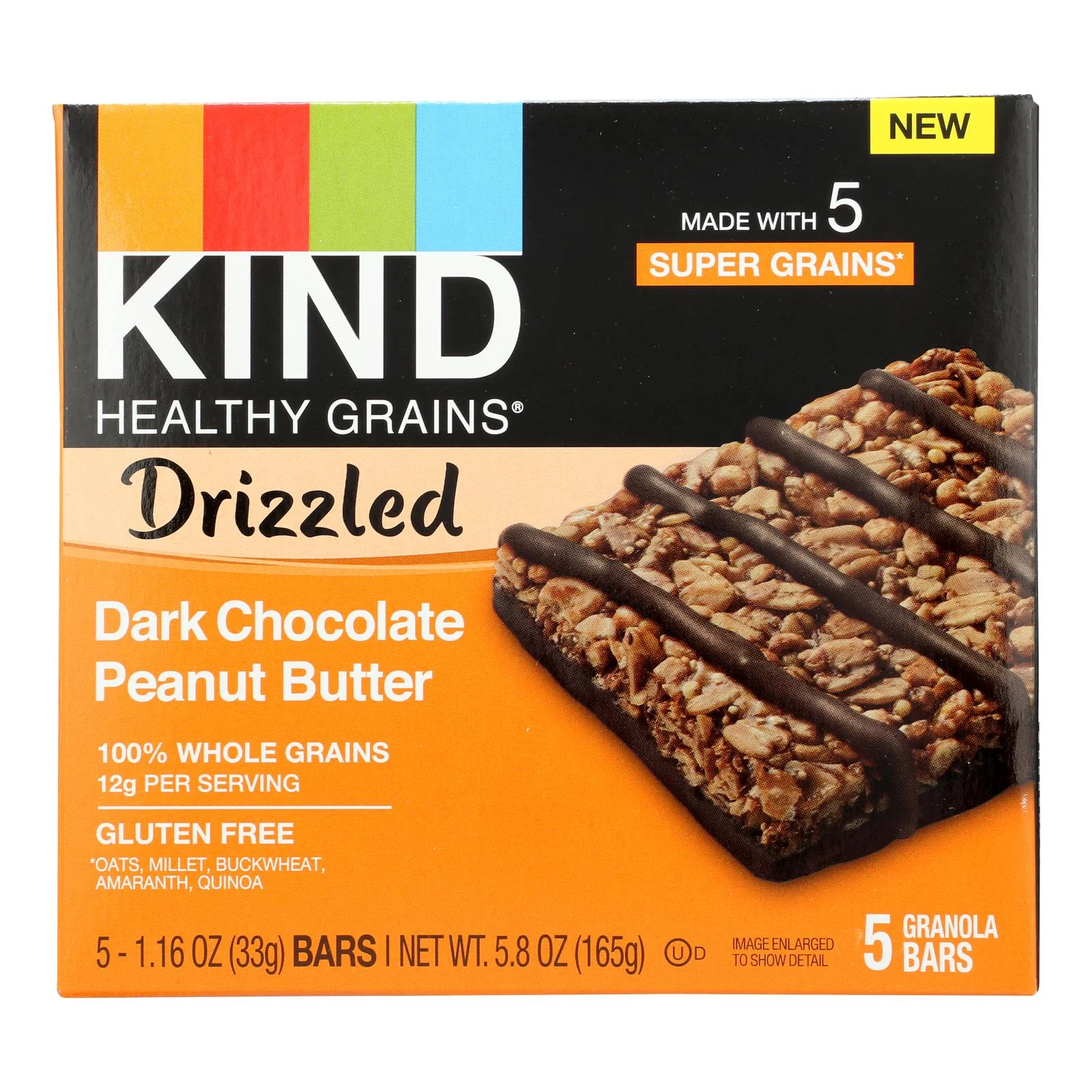 Kind - Bar Drizzled Dark Chocolate Peanut Butter - Case of 8-5/1.16 oz