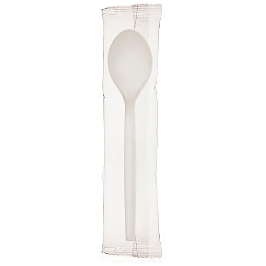 Ecosense 7In White Spoon Individually Wrapped - Not Compostable, 750 Each, 750 Per Pack