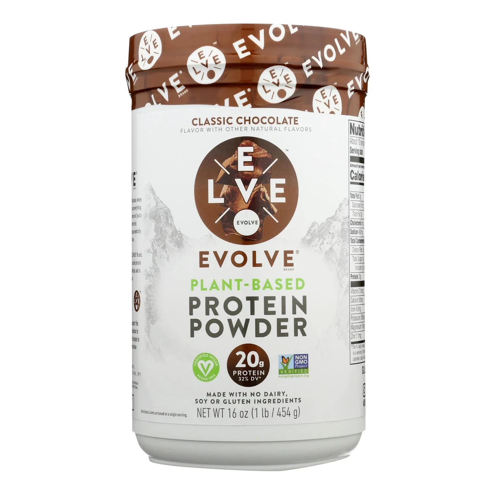Evolve Real Plant-Powered Classic Chocolate Flavor Protein Powder - 1 Each - 16 Ounce