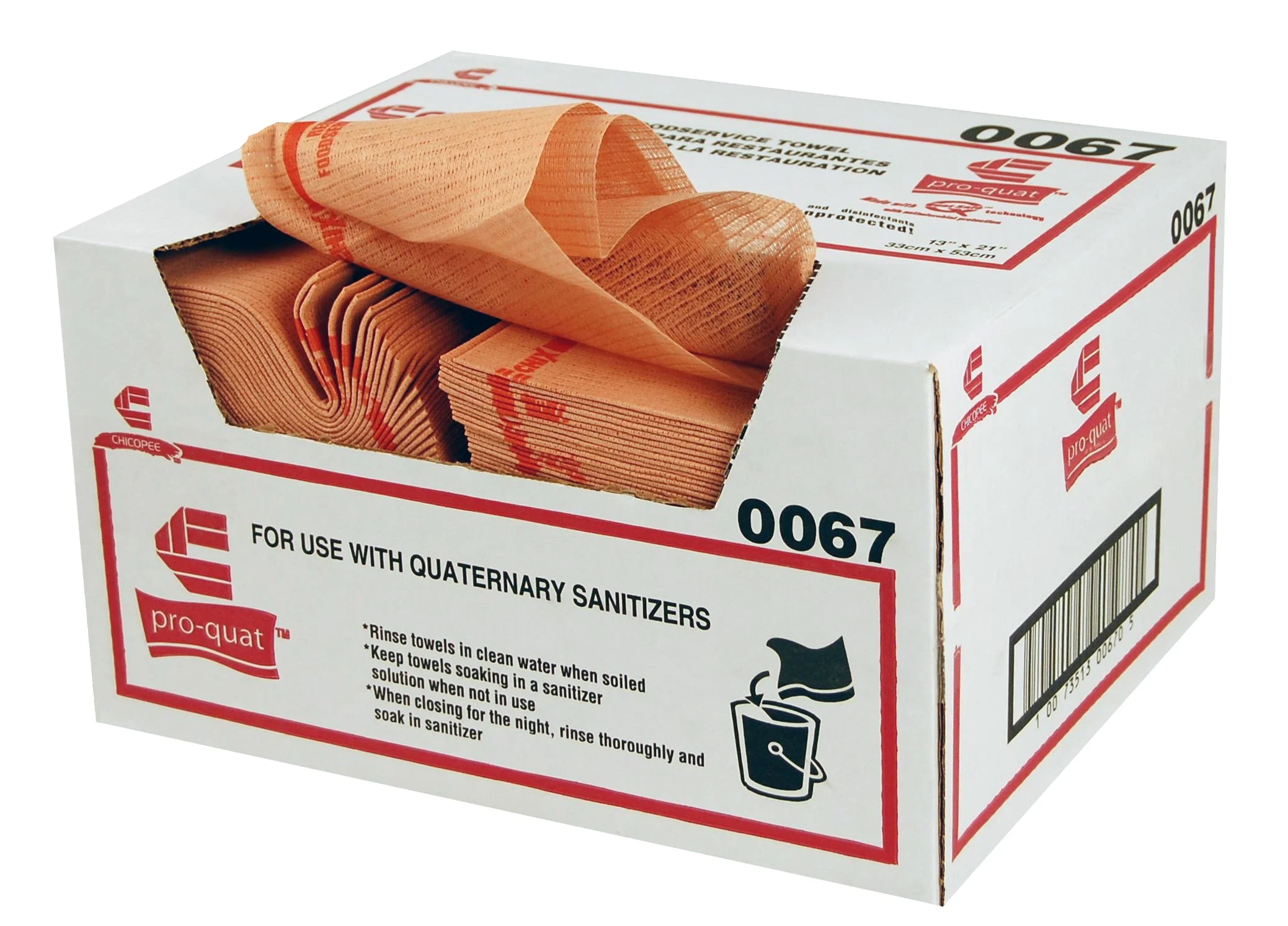 0067  Chix(R) Pro-Quat Foodservice Towel  Red W/ Red Print  Medium Duty  13"X21" Quat Sanitizer Comp