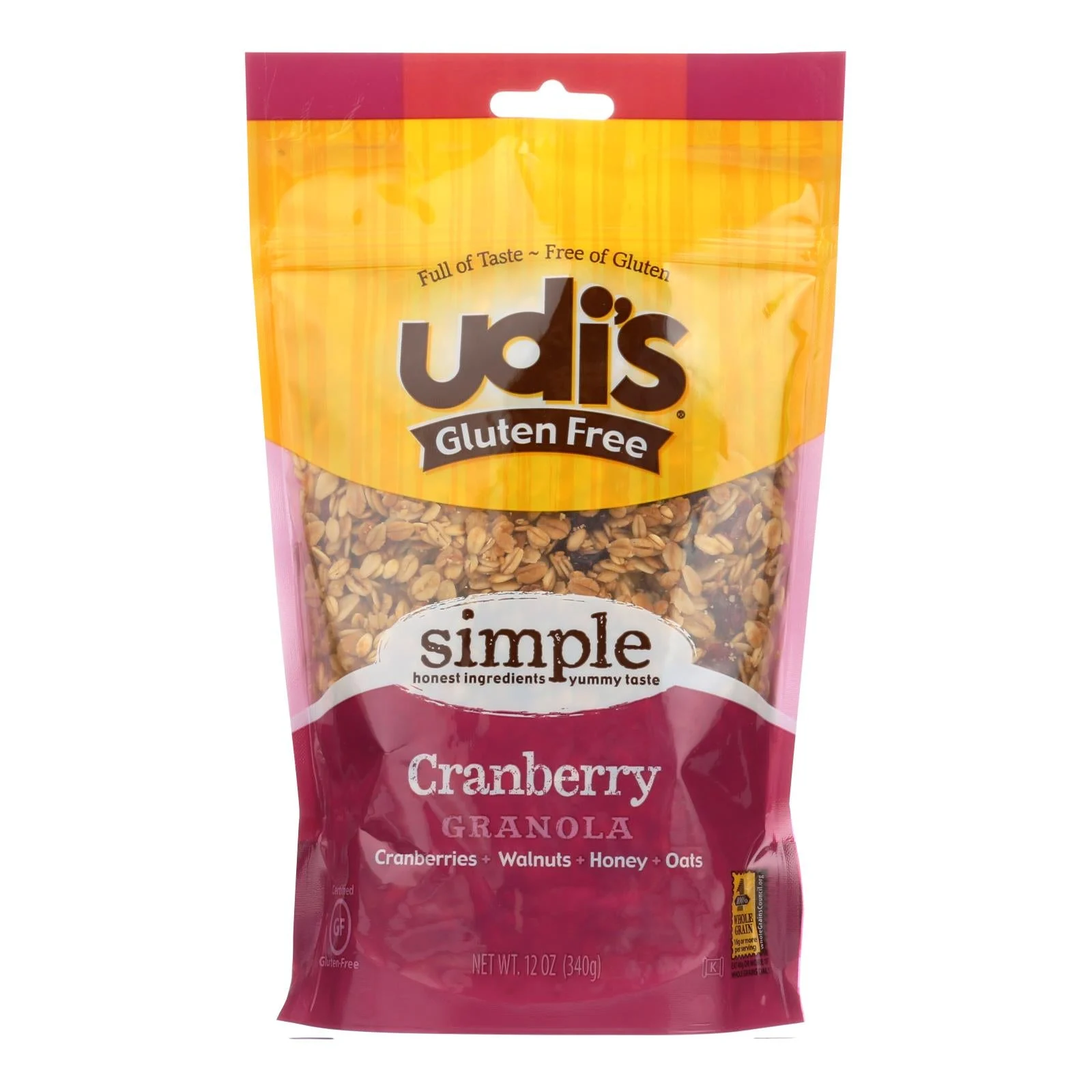 Udi's Cranberry Granola - Case of 6 - 11 Ounce