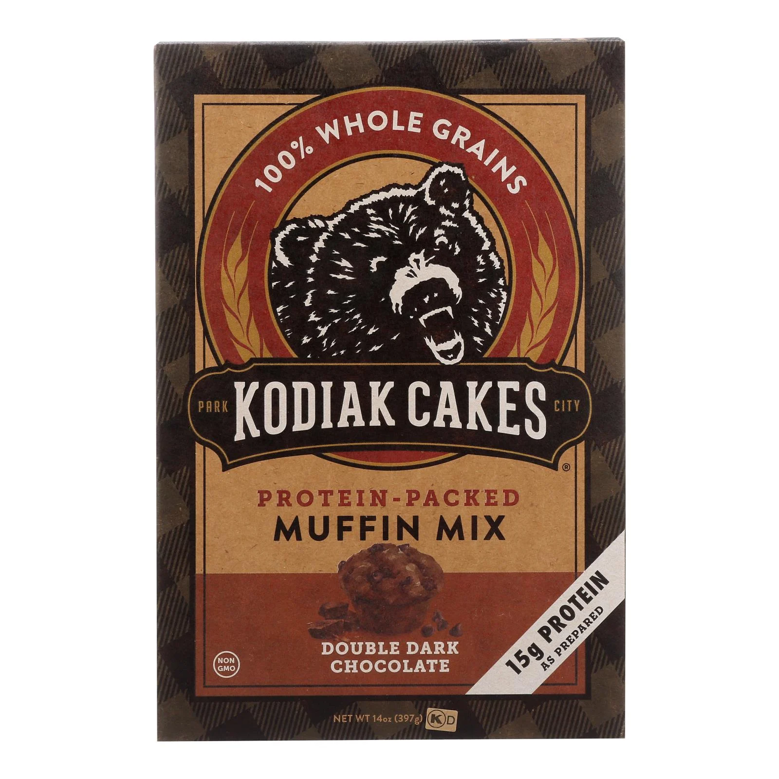 Kodiak Cakes Power Bake Double Dark Chocolate Protein Packed Muffin Mix - Case of 6 - 14 Ounce
