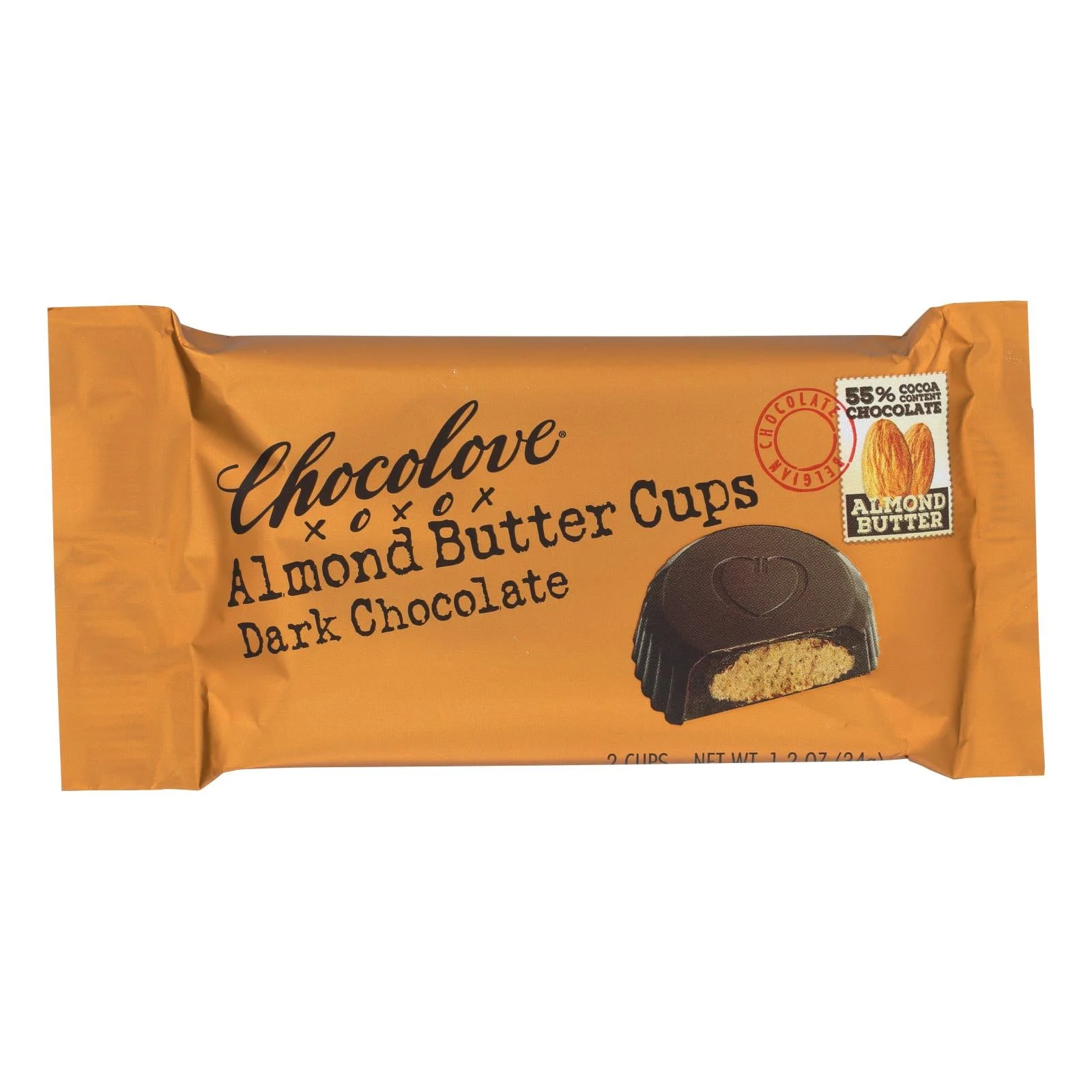 Chocolove - Cup Almond Butter Dark Chocolate - Case of 10-1.2 Ounces