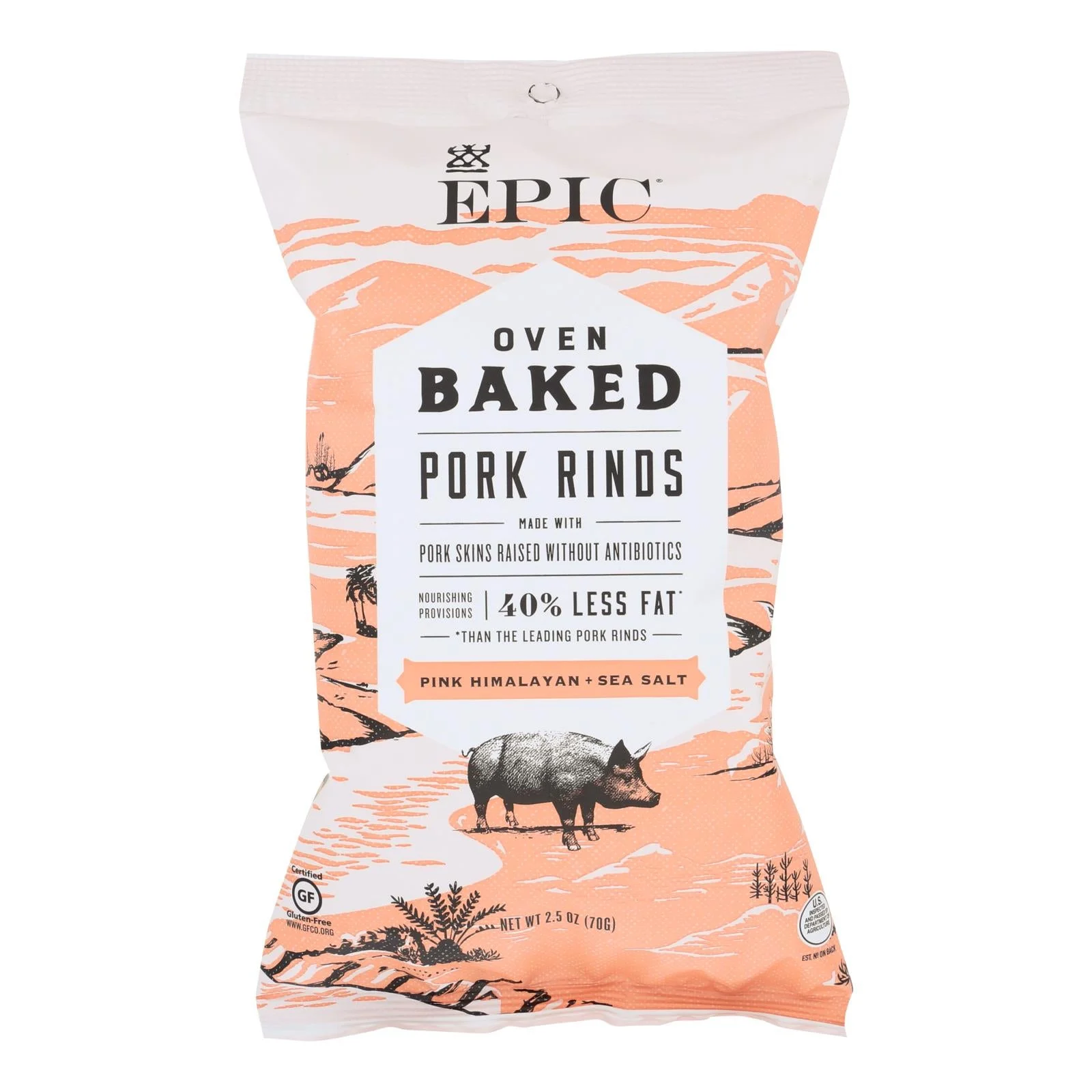 Epic Oven Baked Pork Rinds - Case of 12 - 2.5 Ounce