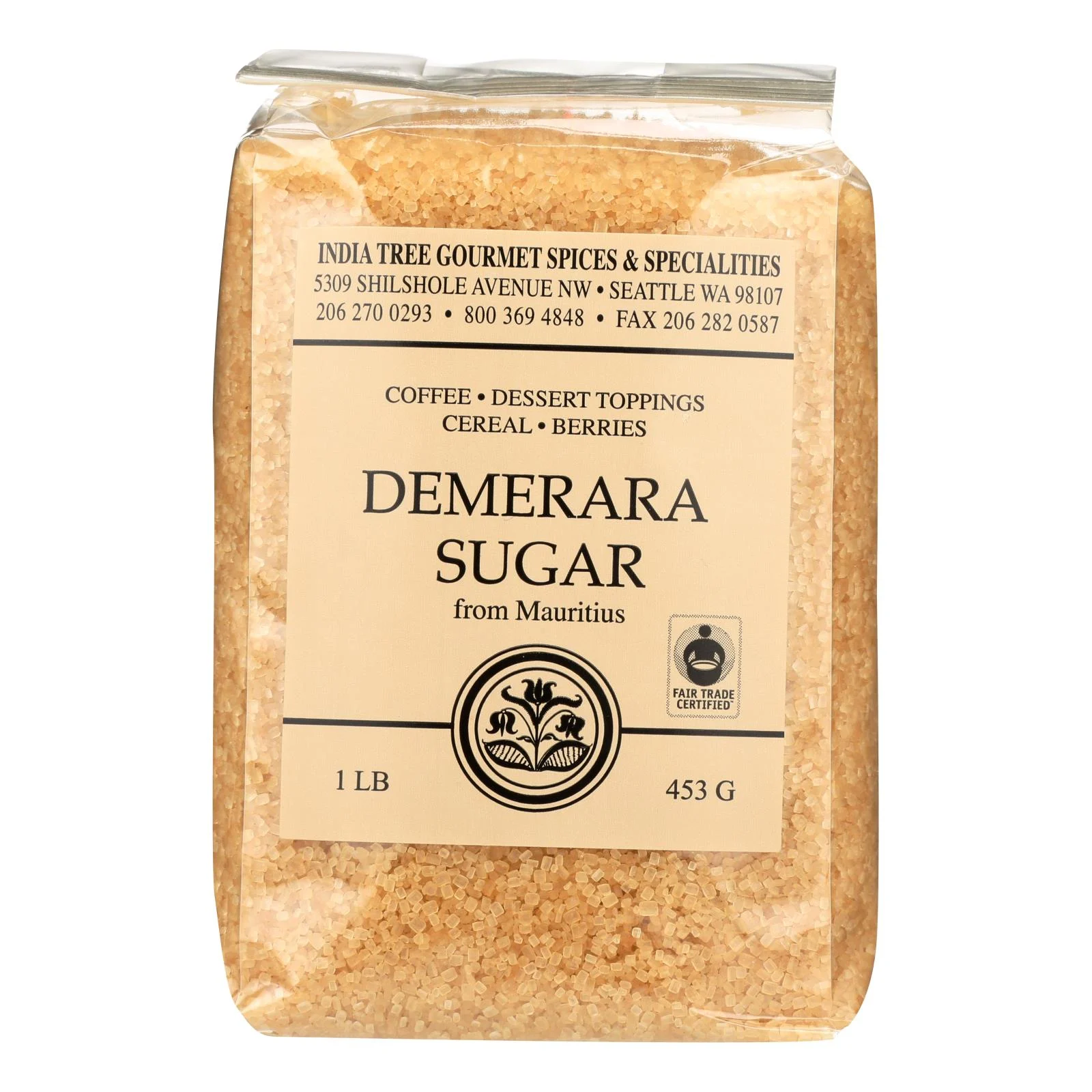 India Tree Gourmet Spices & Specialties Demerara Sugar - Case of 6 - 16 Ounce