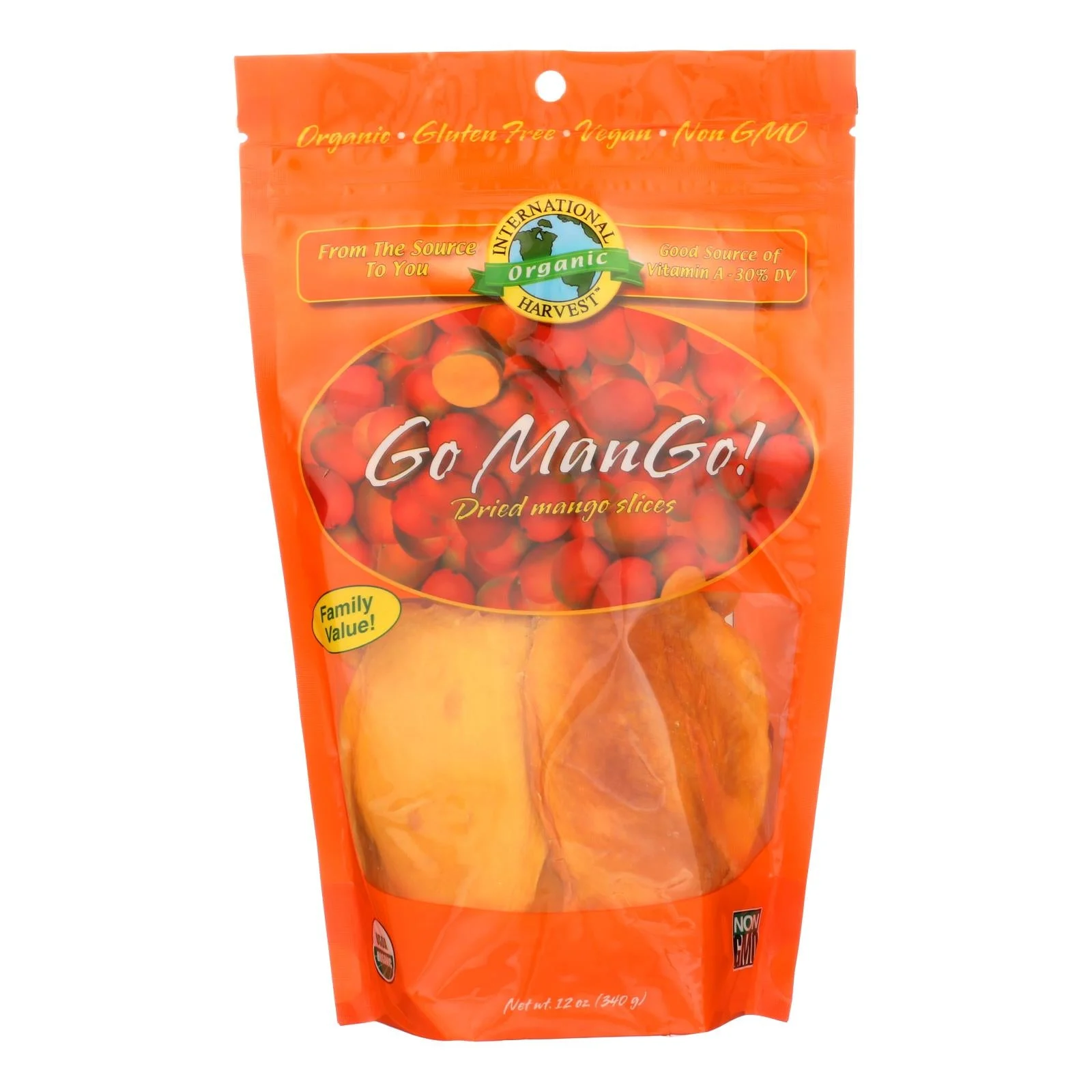 International Harvest Go Mango! Dried Mango Slices - Case of 6 - 12 Ounce