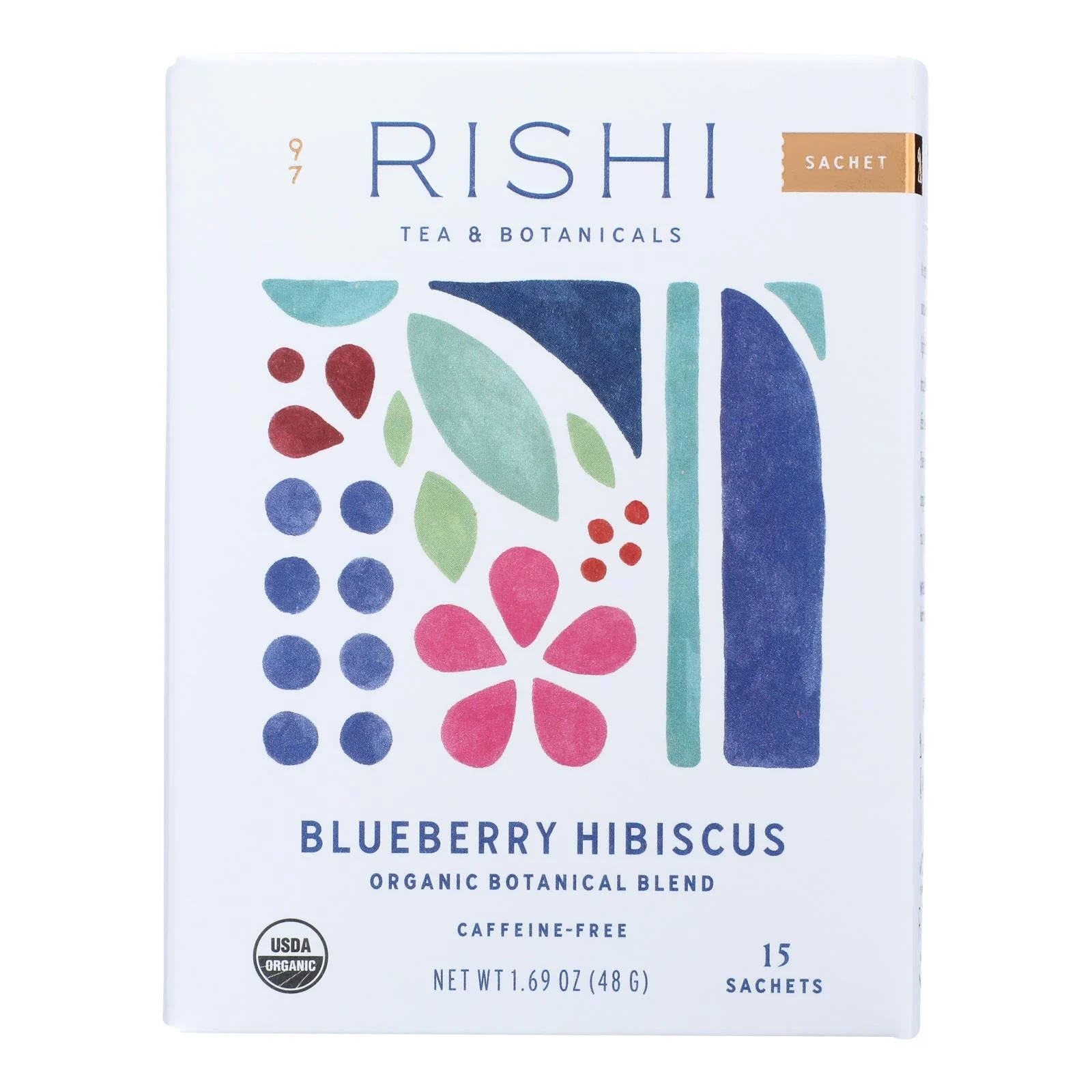 Rishi Organic Tea - Blueberry Hibiscus - Case of 6 - 15 Bags