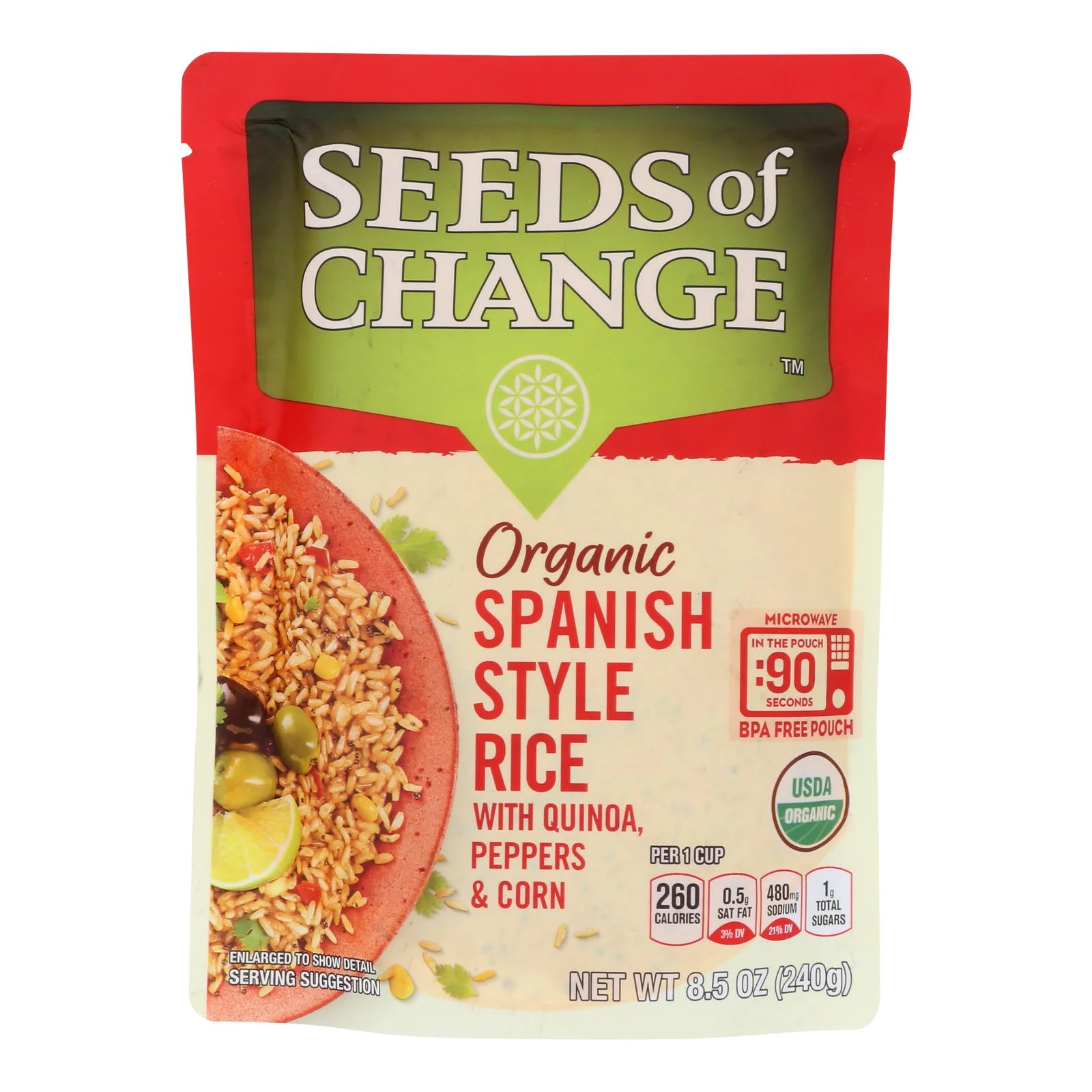 Seeds of Change Organic Microwavable Spanish Style Rice with Quinoa - Case of 12 - 8.5 Ounce.