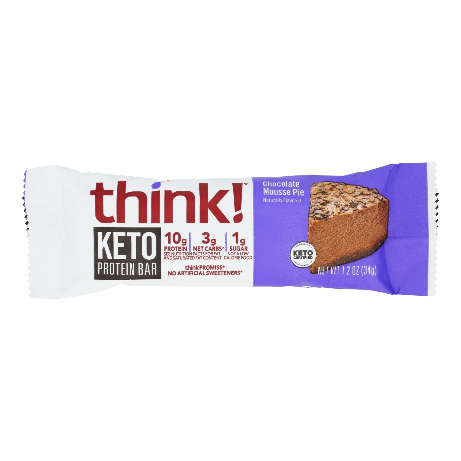 Think! - Protein Bar Keto Chocolate Mous Pie - Case of 10-1.2 Ounce