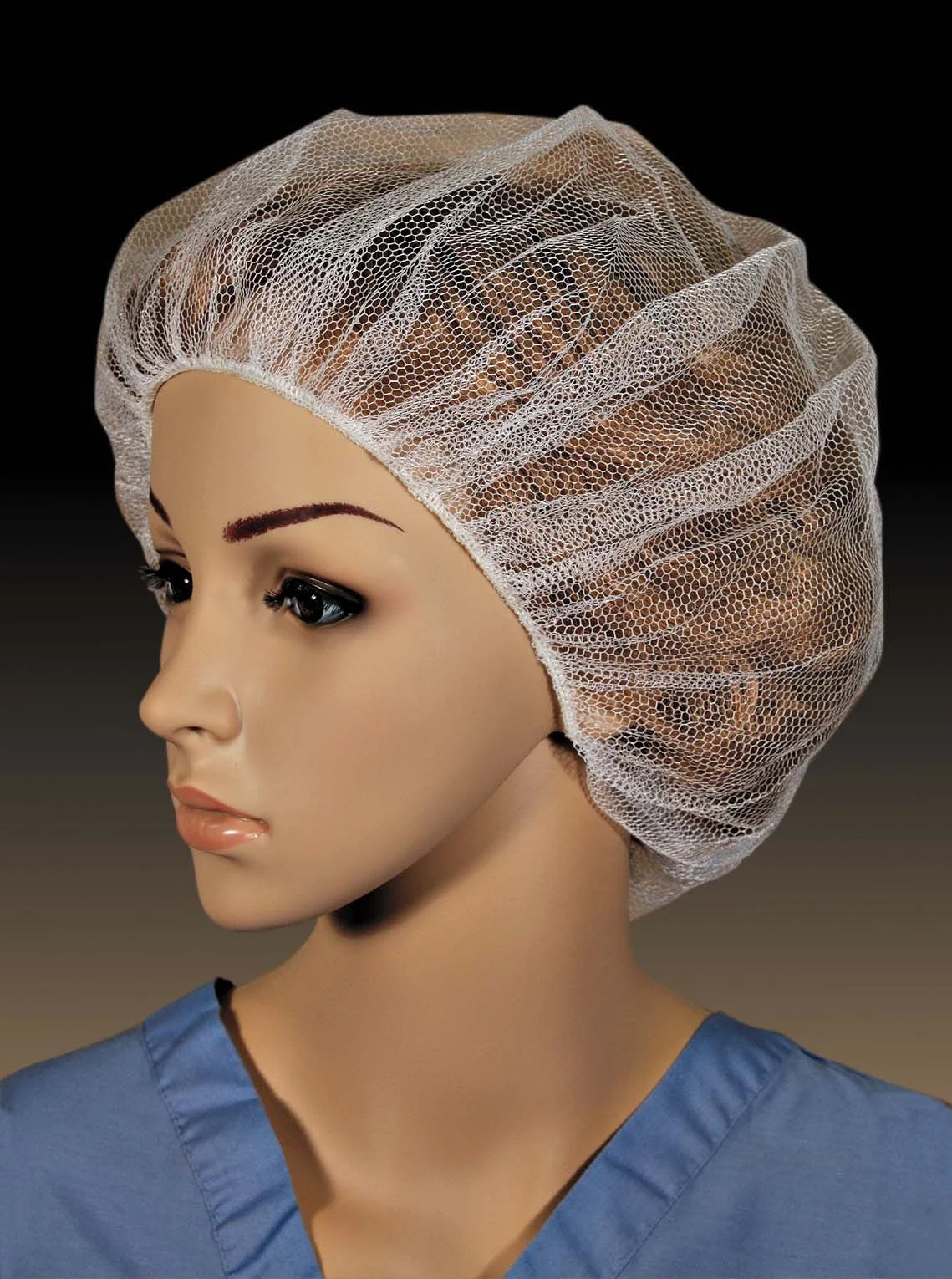 8 Inch Polyester White Honeycomb Hairnet 100 Count Packs - 10 Per Case.