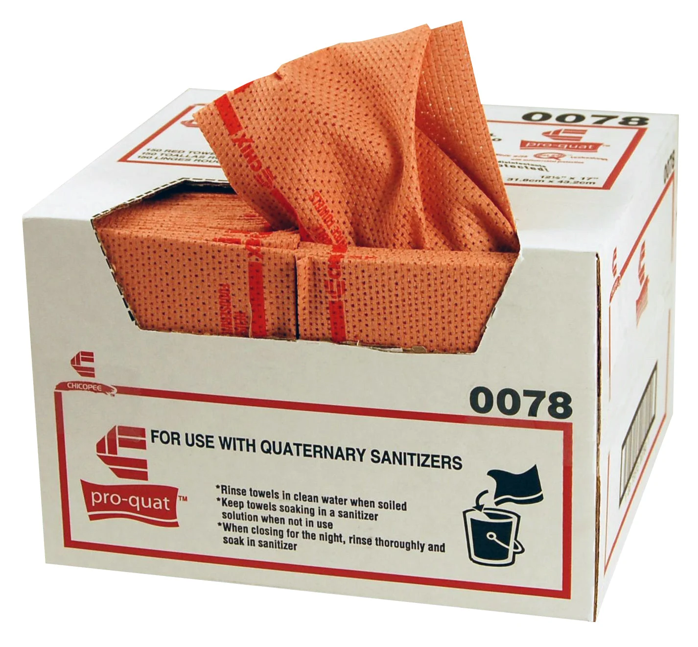 Chix Pro Quat Feresh Guy Heavy Duty Foodservice Towel W Microban Red W Red 1 Count Packs - 150 Per Case.