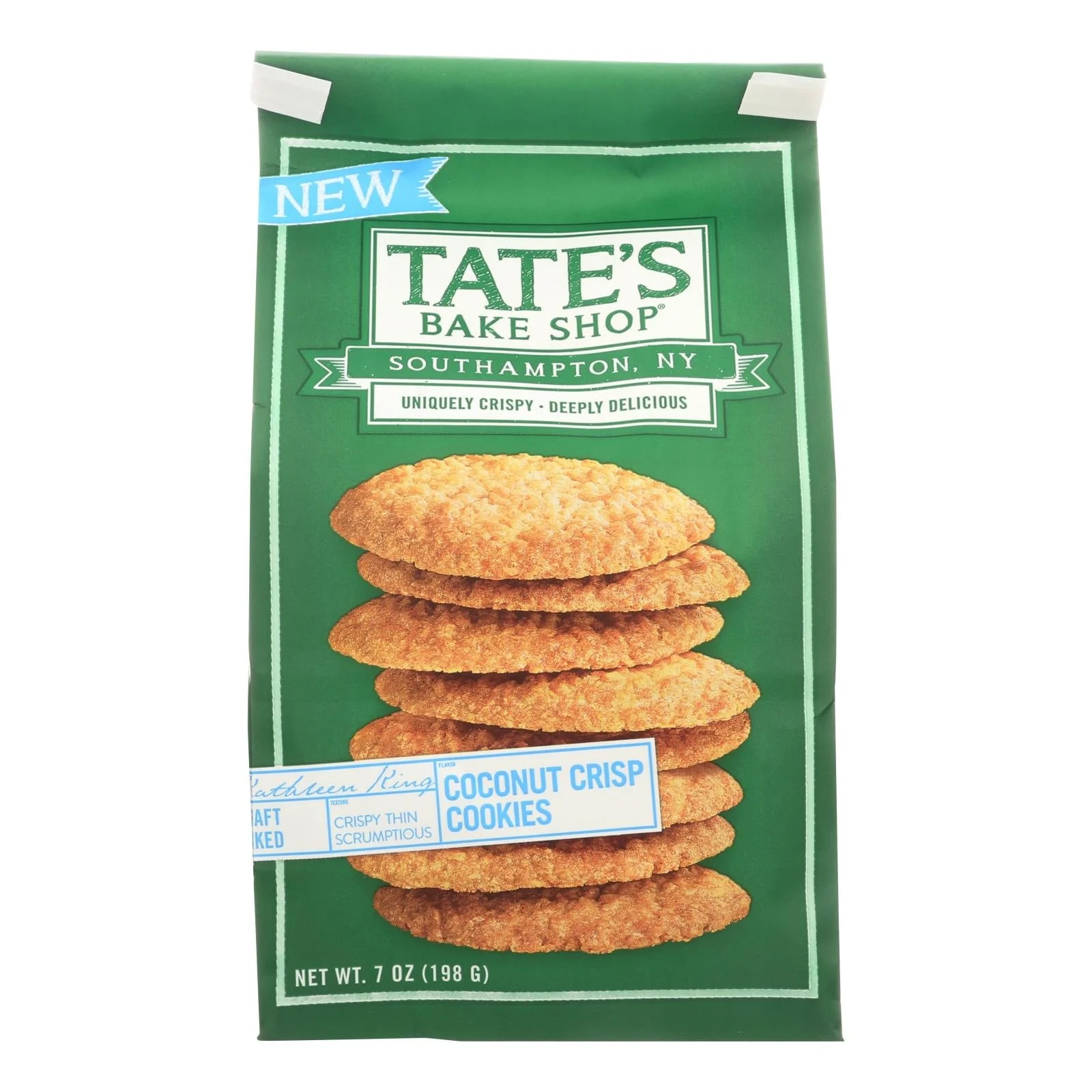 Tate's Bake Shop Coconut Crisp Cookies - Case of 12 - 7 Ounce