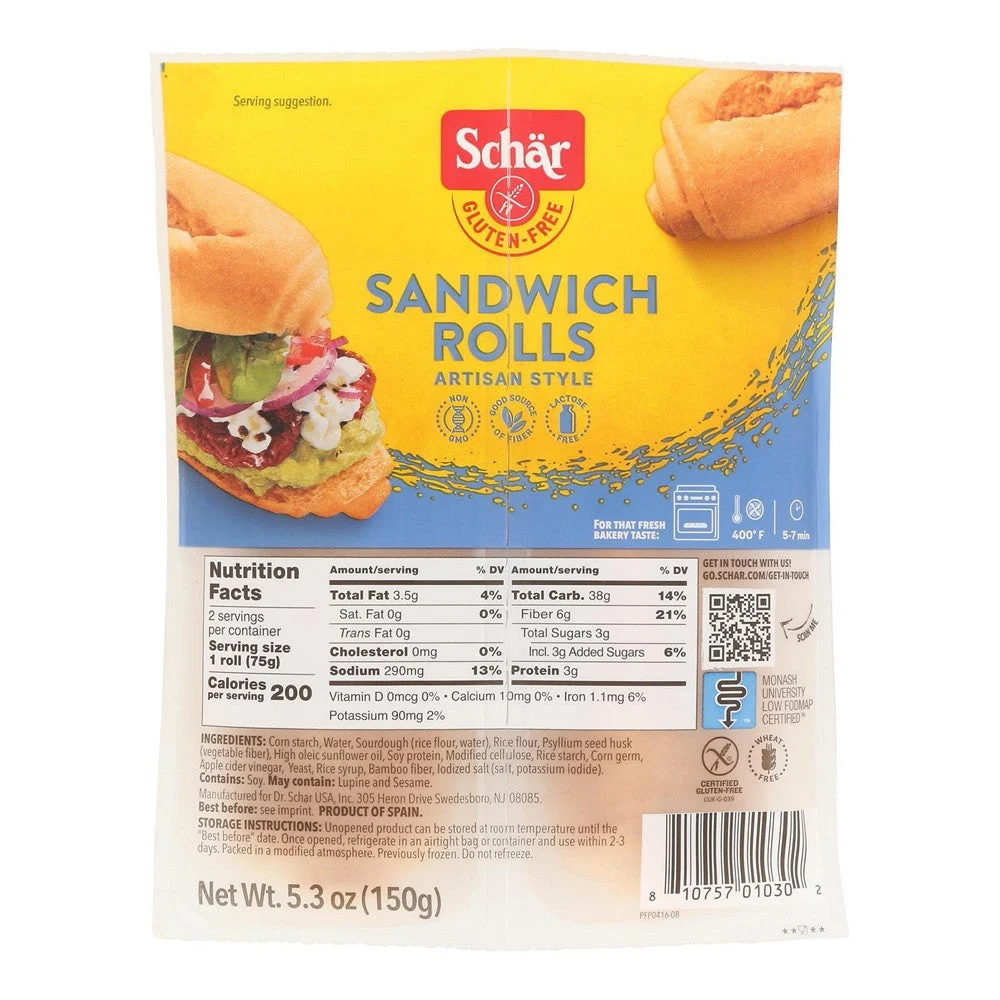 Schar - Bread Sandwich Rolls Gluten Free - Case of 7-5.3 Ounce Each