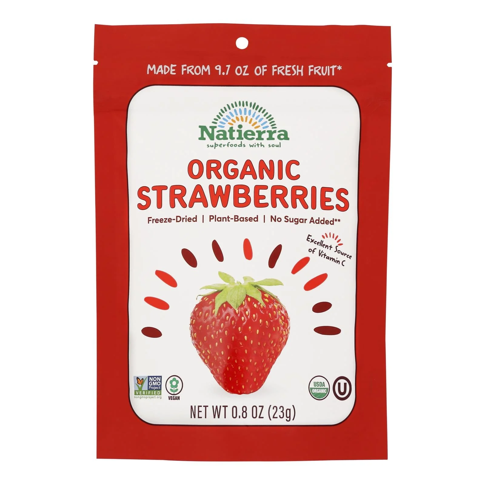 Natierra - Dried Fruit Strawbery - Case of 12-.8 Ounce