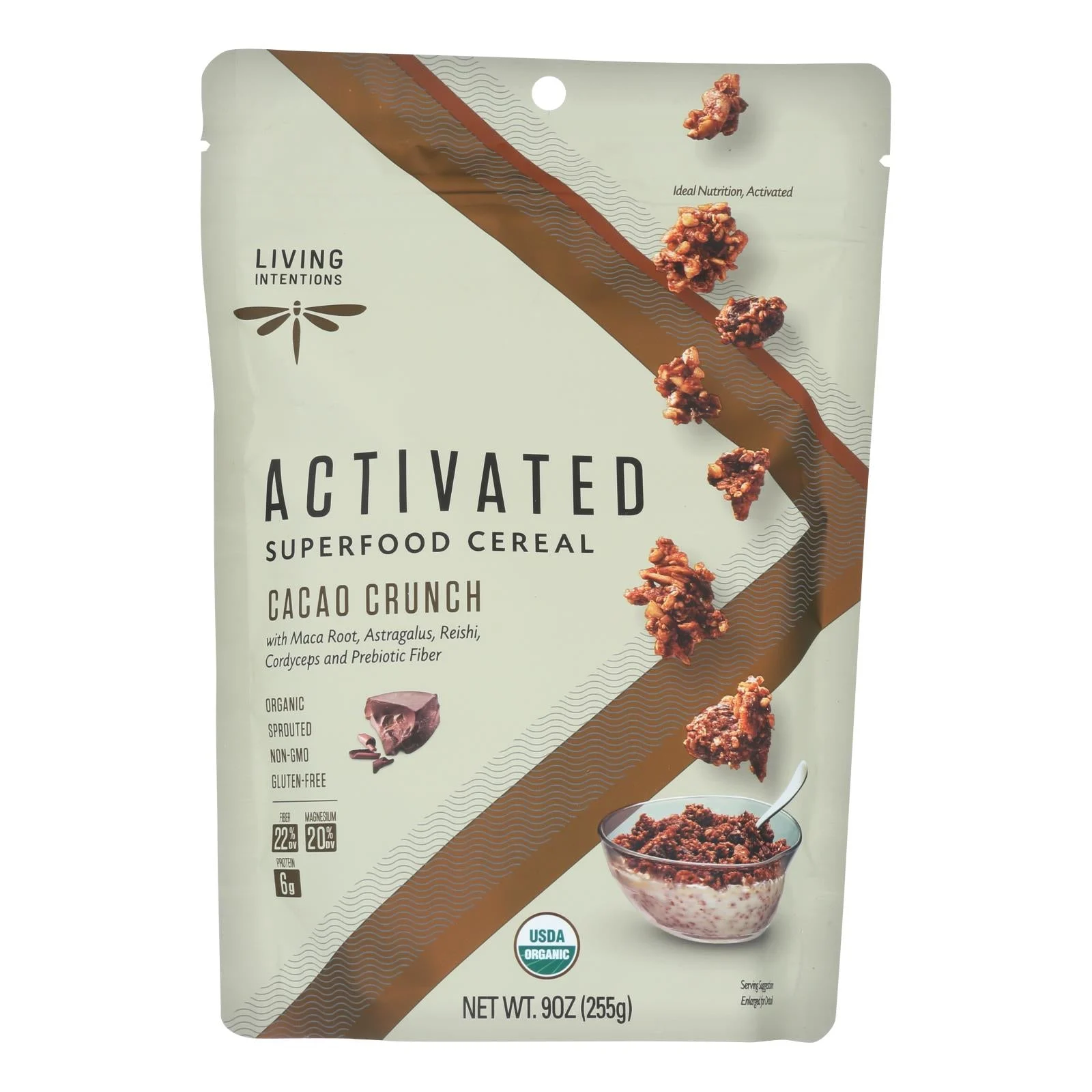 Living Intentions Cereal - Organic - Superfood - Cacao Crunch - 9 Ounce - case of 6