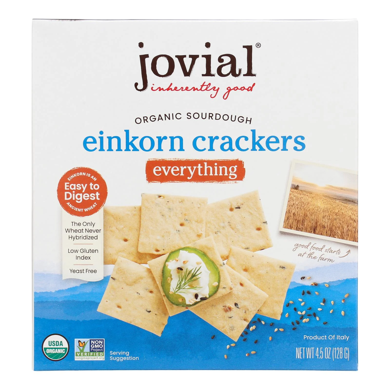 Jovial - Cracker Einkorn Evrythng - Case of 10-4.5 Ounce