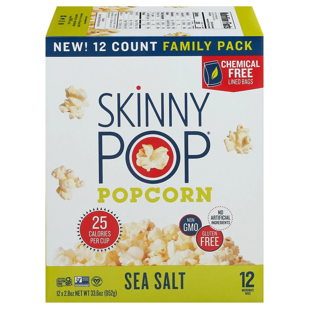 Skinnypop Popcorn - Popcorn Micro Seasalt 12pk - Case of 3-12/2.8 Z