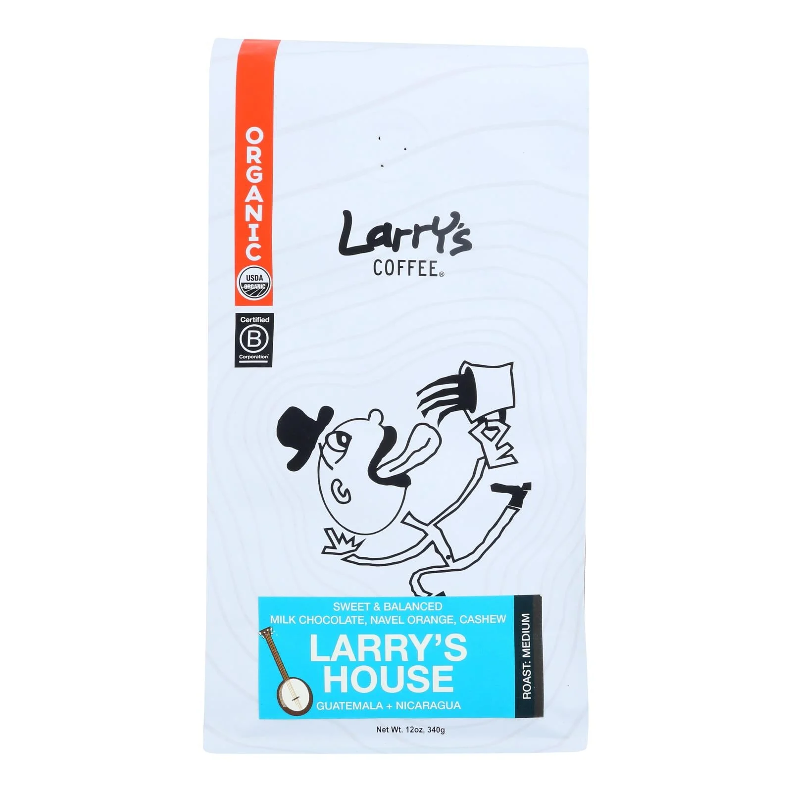 Larry's Coffee Larry's House Organic Coffee Beans - Case of 6 - 12 Ounce