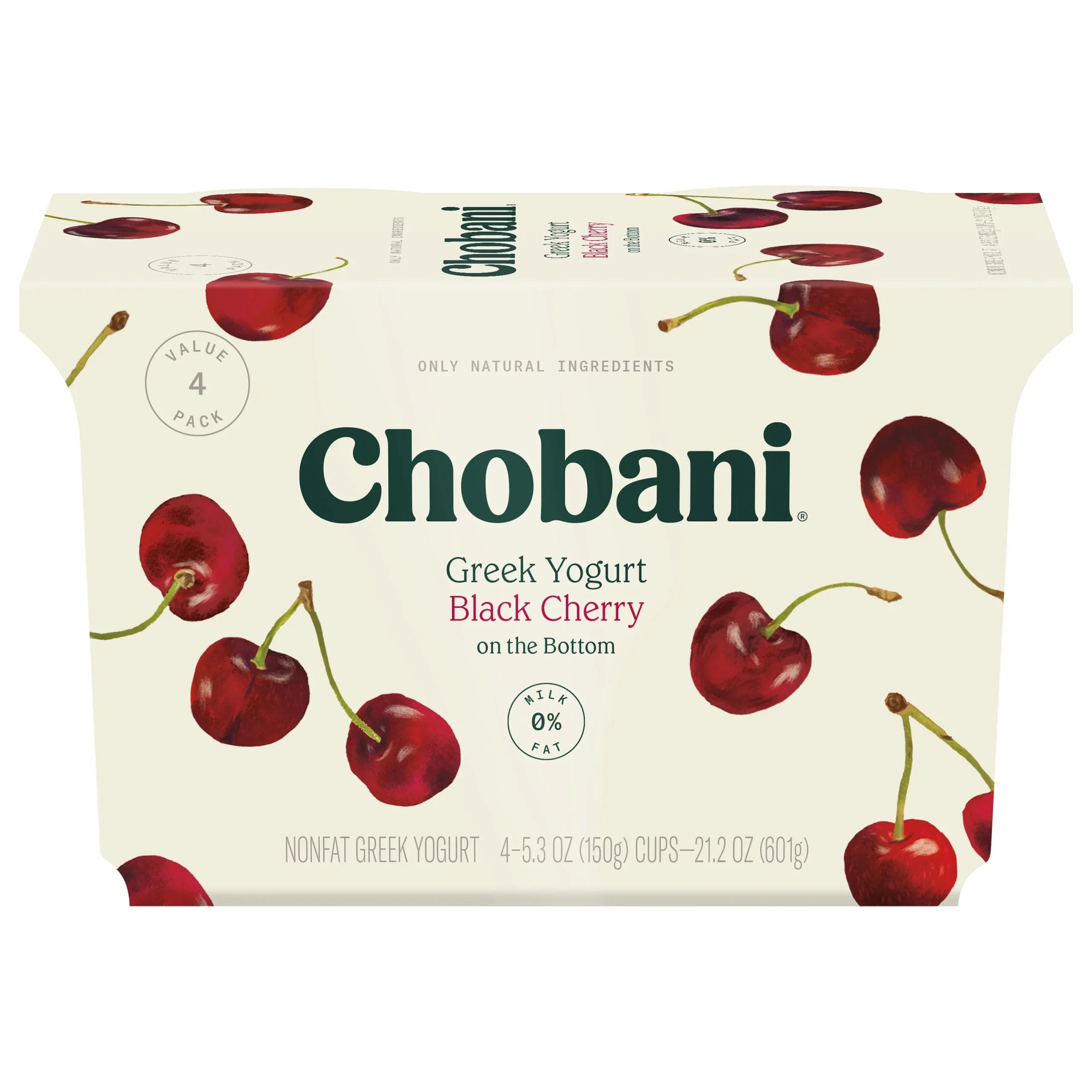 Chobani Non Fat Greek Yogurt Black Cherryon The Bottom Pack 21.2 Ounce Size - 6 Per Case.