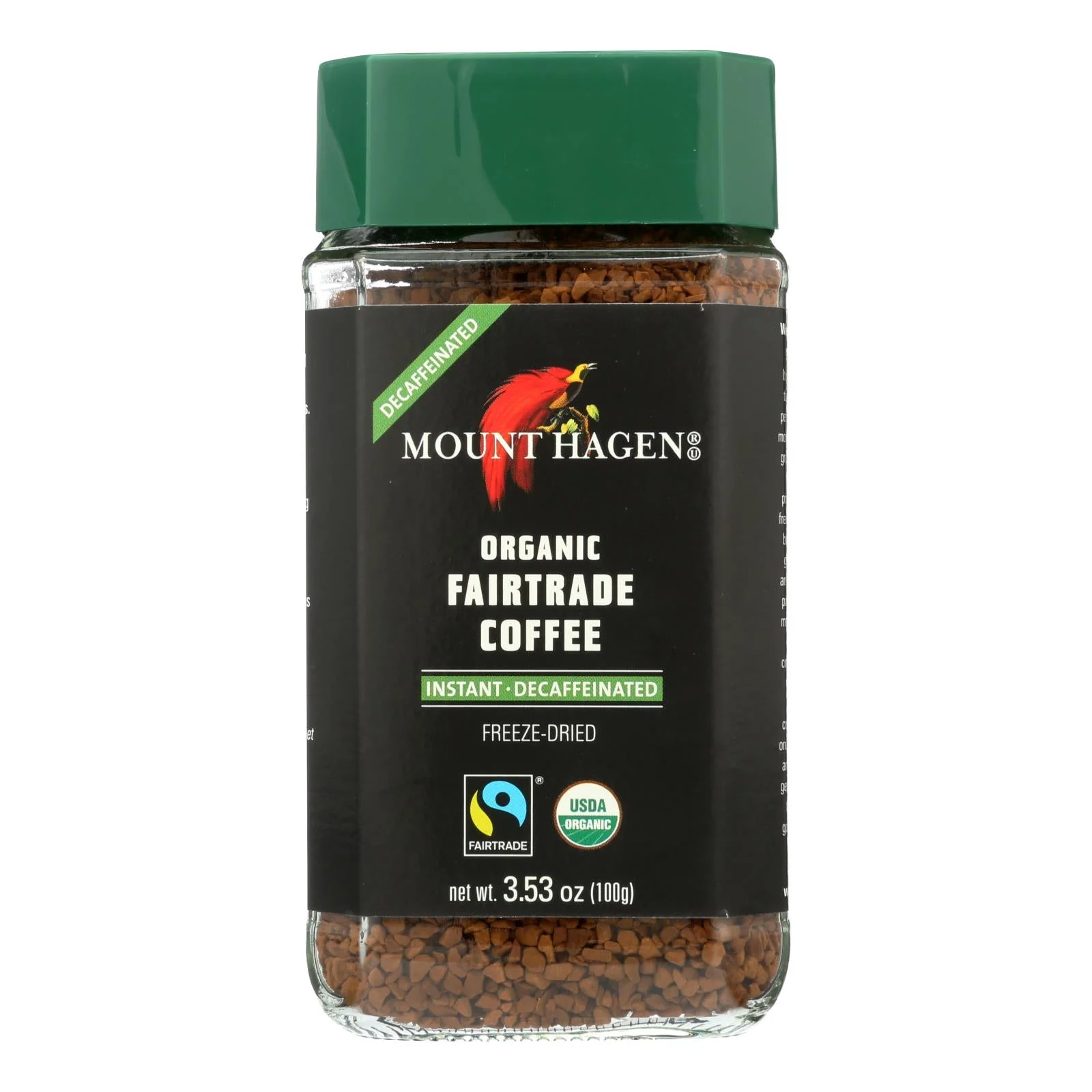 Mount Hagen Organic Fairtrade Instant Decaffeinated Coffee - Case of 6 - 3.53 Ounce